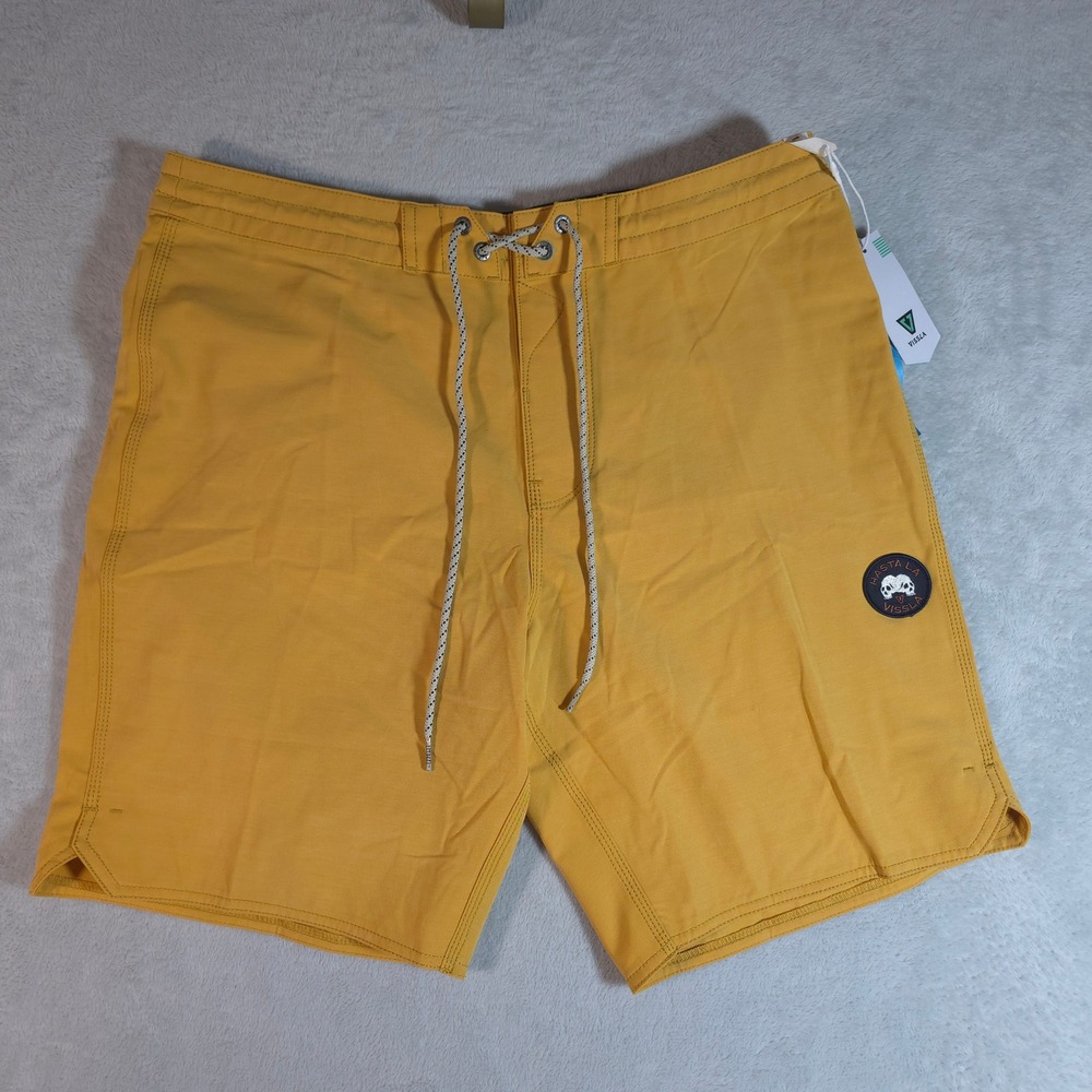 Vissla Men's Solid Sets  Boardshorts Size 34 Mustard Yellow Gold New